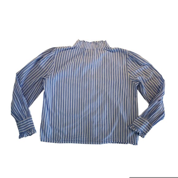 Vero Moda Striped Cotton High Ruffle Neck / Cuffs Women's Button Up Shirt (MED) - Picture 5 of 15